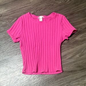 Bozzolo Fuchsia Ribbed Crop Top